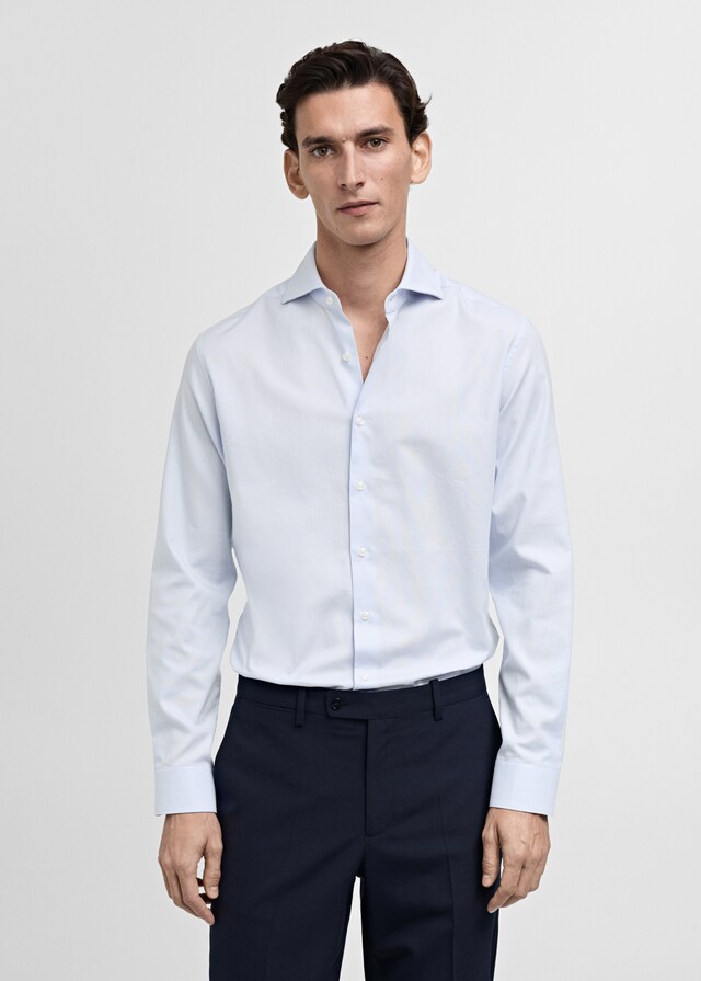 Mango Slim Fit-Oberhemd aus Twill mit Mikroprint Black Friday