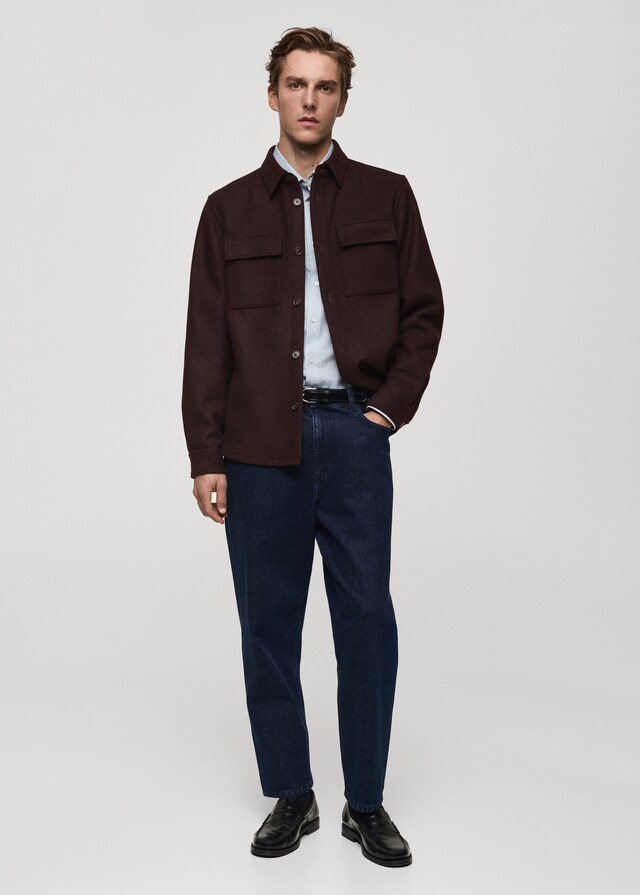 Mango Wollflanell-Overshirt mit Taschen Bis zu 50% Rabatt