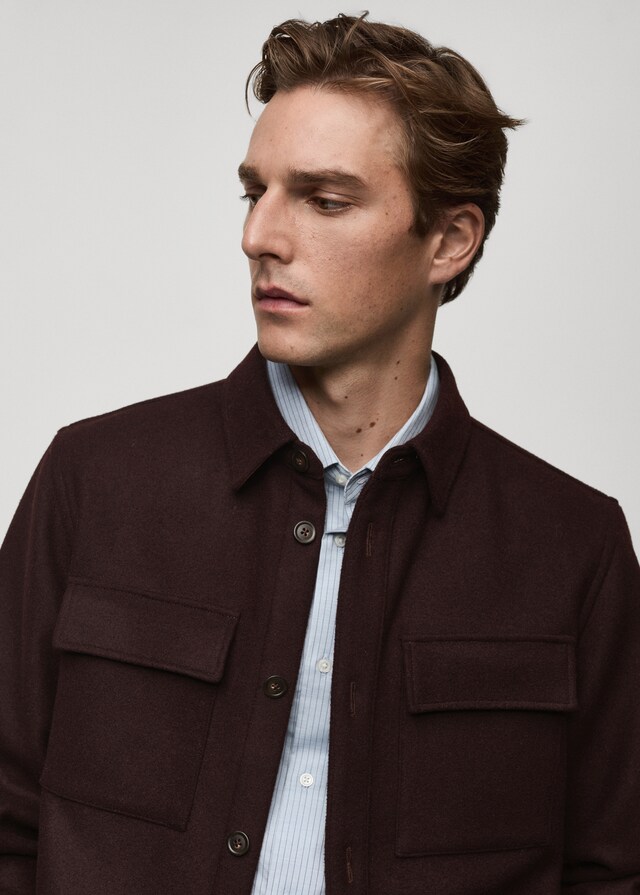 Mango Wollflanell-Overshirt mit Taschen Bis zu 50% Rabatt