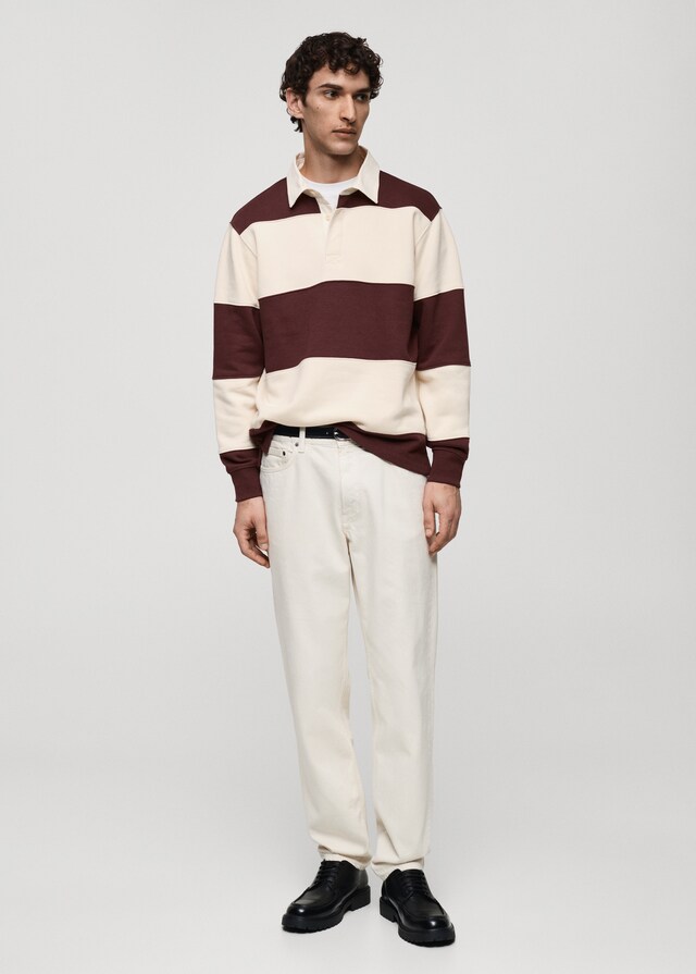 Mango Gestreiftes Polo-Sweatshirt aus Baumwolle Super Rabatt