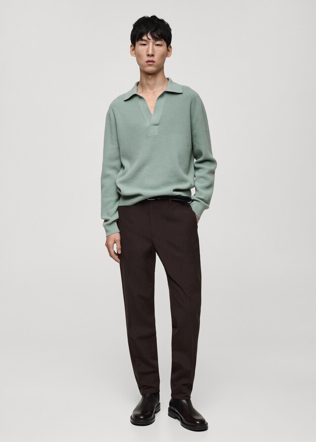 Mango Polo-Stricksweatshirt aus Wollgemisch Clearance-Verkauf