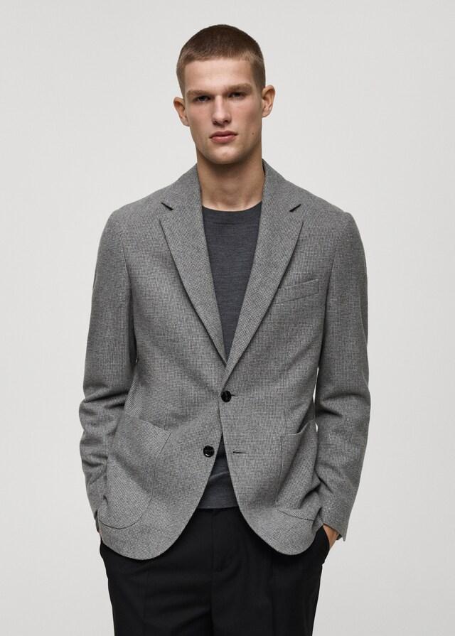 Mango Slim Fit-Wollblazer mit Hahnentrittmuster Speichern exportieren