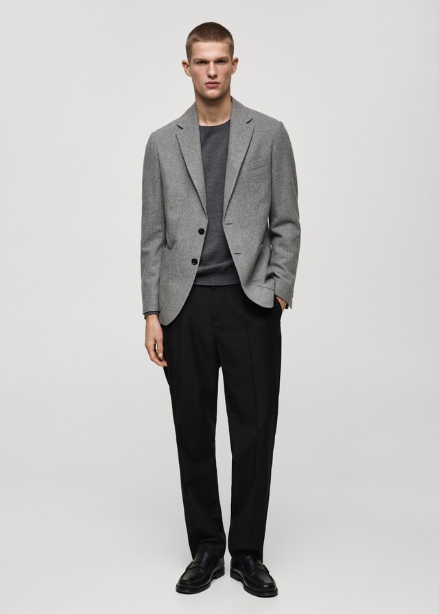 Mango Slim Fit-Wollblazer mit Hahnentrittmuster Speichern exportieren