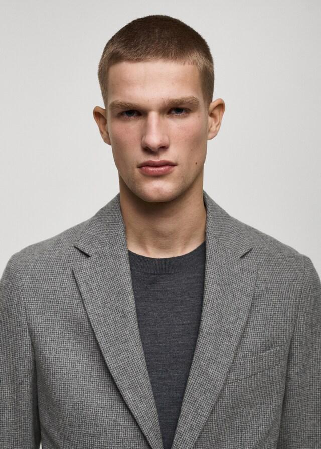 Mango Slim Fit-Wollblazer mit Hahnentrittmuster Speichern exportieren