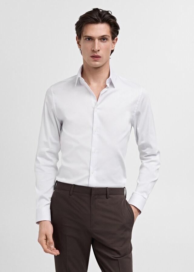 Mango Slim Fit-Anzugshemd aus Baumwolle Schlussverkauf