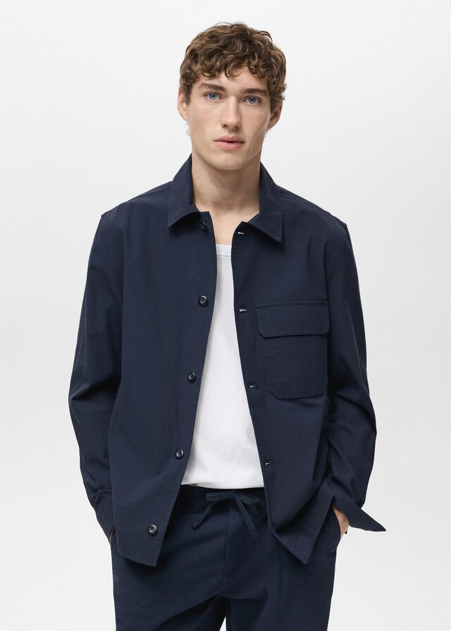 Mango Jacke aus Baumwoll-Seersucker Kostenloser Versand