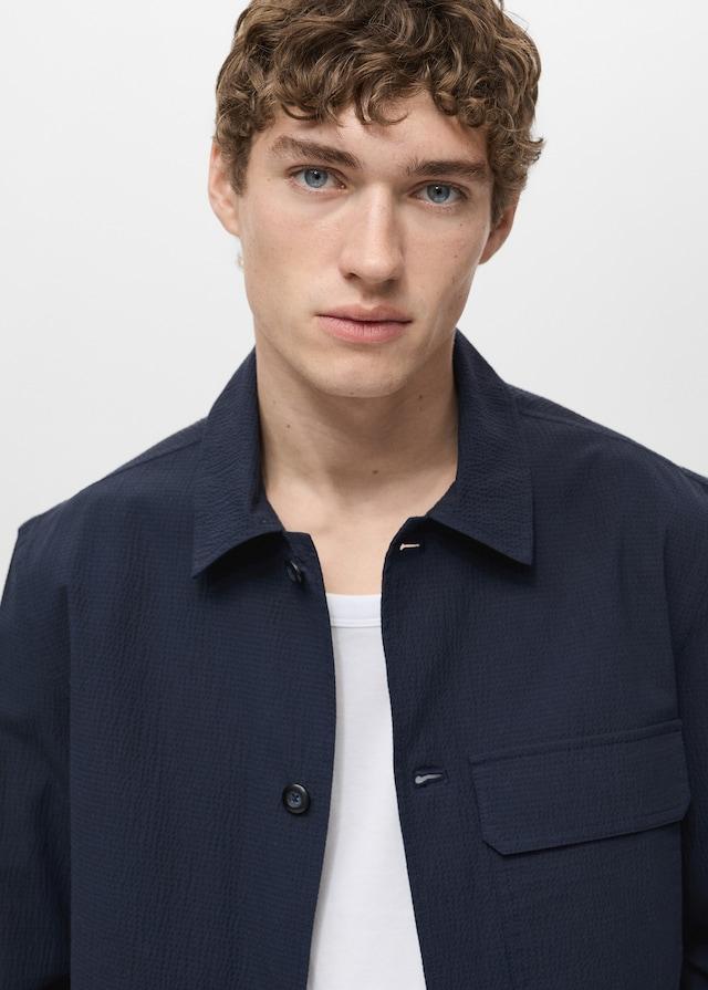 Mango Jacke aus Baumwoll-Seersucker Kostenloser Versand