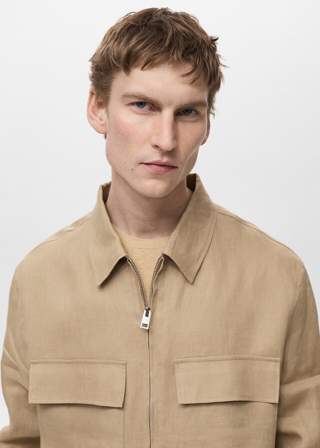Mango Jacke aus 100 % Leinen mit Taschen Günstig kaufen
