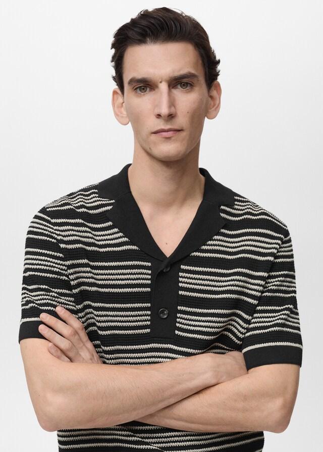 Mango Gestricktes Polo mit Streifen Versandkostenfrei