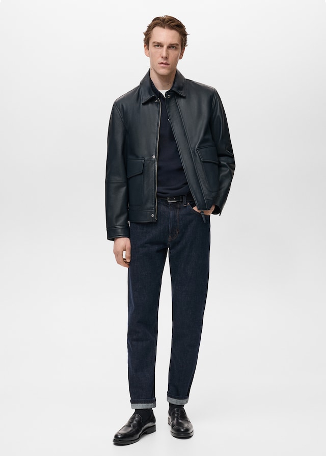 Mango Nappaleder-Jacke mit Taschen Cyber Monday
