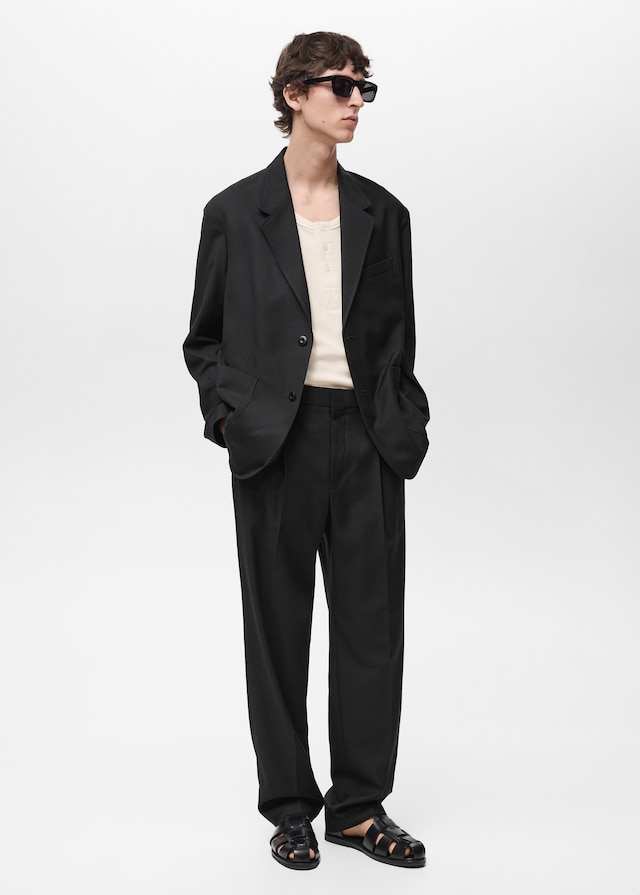 Mango Relaxed-Fit-Anzughose mit Bundfalten Heißer Verkauf