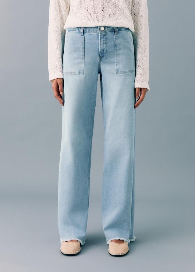 Mango Wideleg-Jeans mit ausgefranstem Saum Neueste Mode