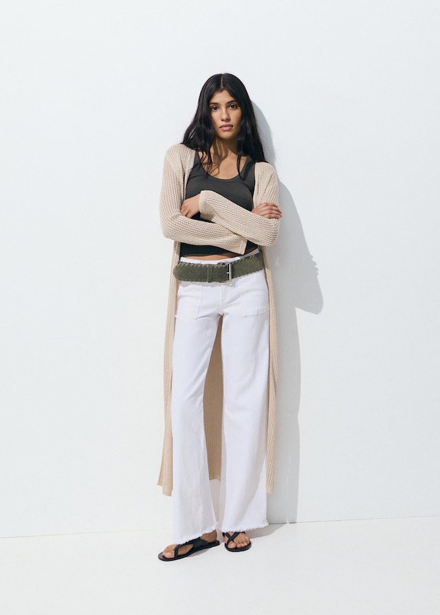 Mango Wideleg-Jeans mit ausgefranstem Saum Zeitlich begrenztes Angebot