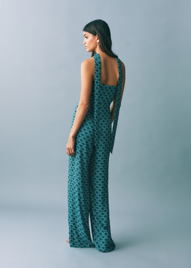 Mango Gemusterter Jumpsuit mit Schleife Saisonale Angebote