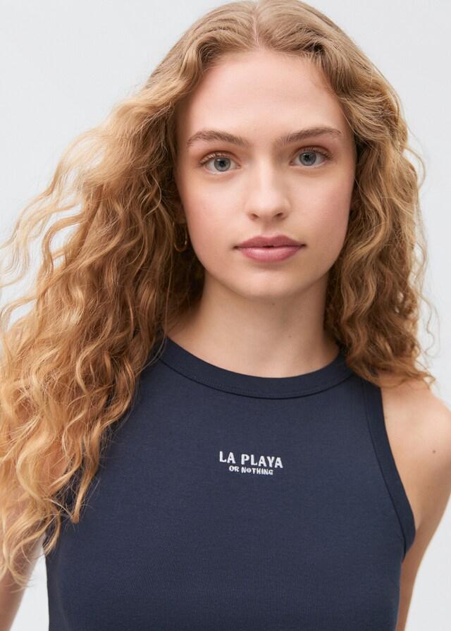 Mango T-Shirt mit Schriftzug Kostenlose Rückgabe