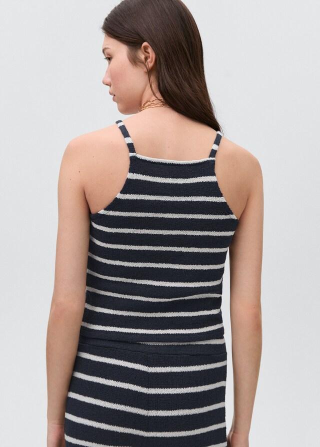 Mango Gestreiftes Neckholder-Top Letzte 3 Tage