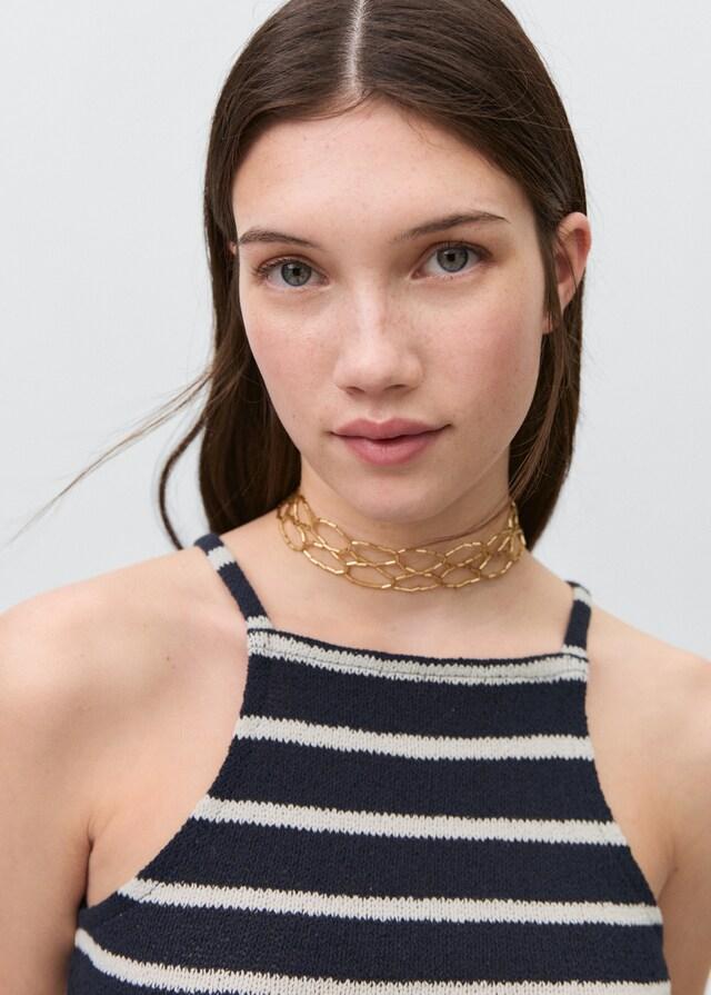 Mango Gestreiftes Neckholder-Top Letzte 3 Tage