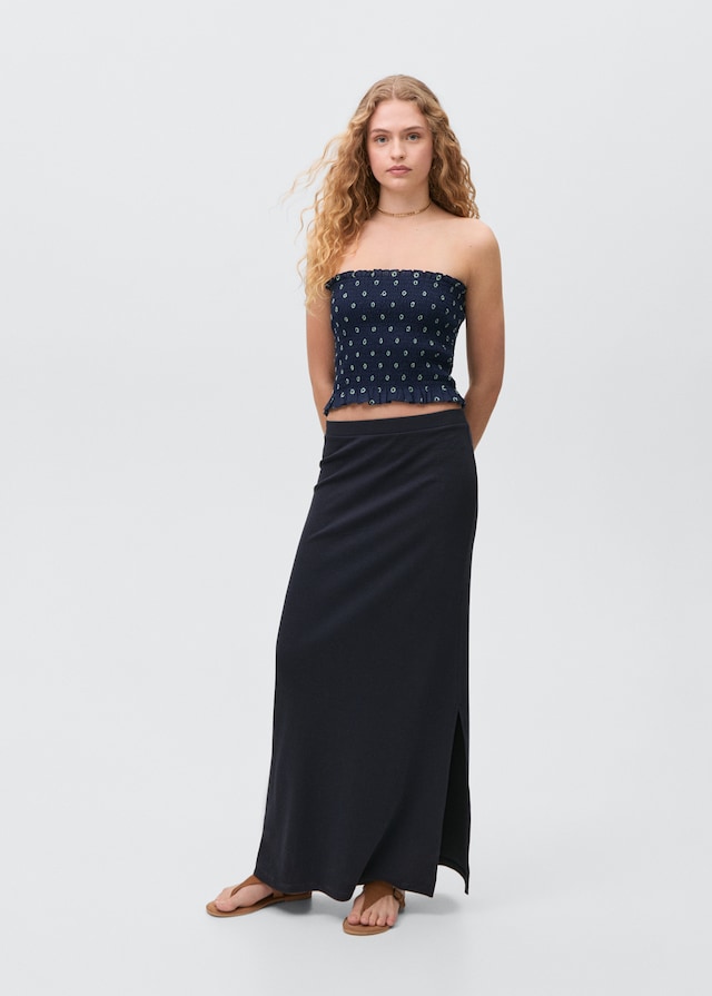 Mango Gemustertes Top mit Raffdetails Neueste Stile