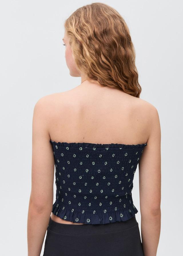 Mango Gemustertes Top mit Raffdetails Neueste Stile