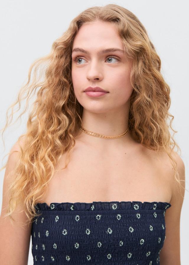 Mango Gemustertes Top mit Raffdetails Neueste Stile