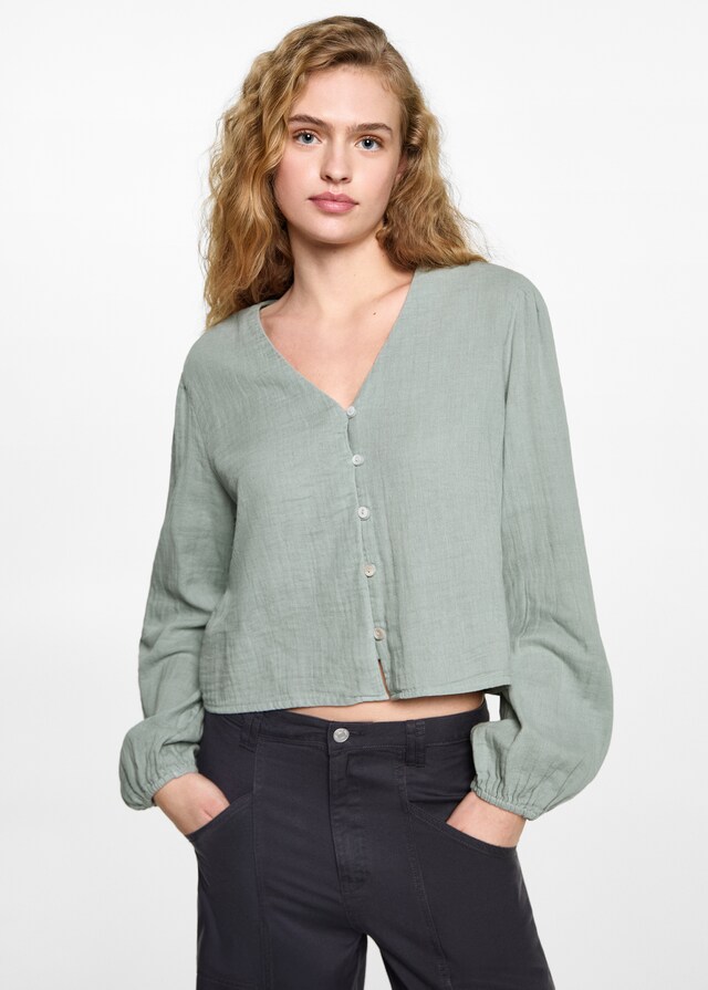 Mango Bluse mit V-Ausschnitt Zeitbegrenzte Promotion