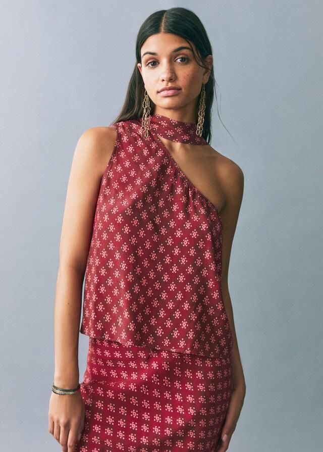 Mango Asymmetrisches Top mit Printmuster Bis zu 60% Rabatt