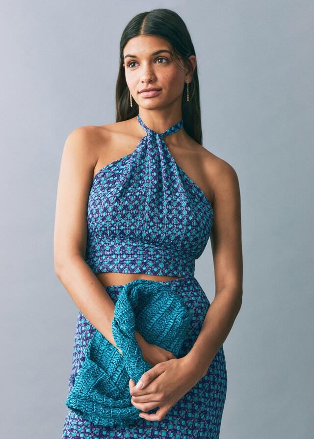 Mango Top mit Print und Halterkragen Bis zu 65% Rabatt