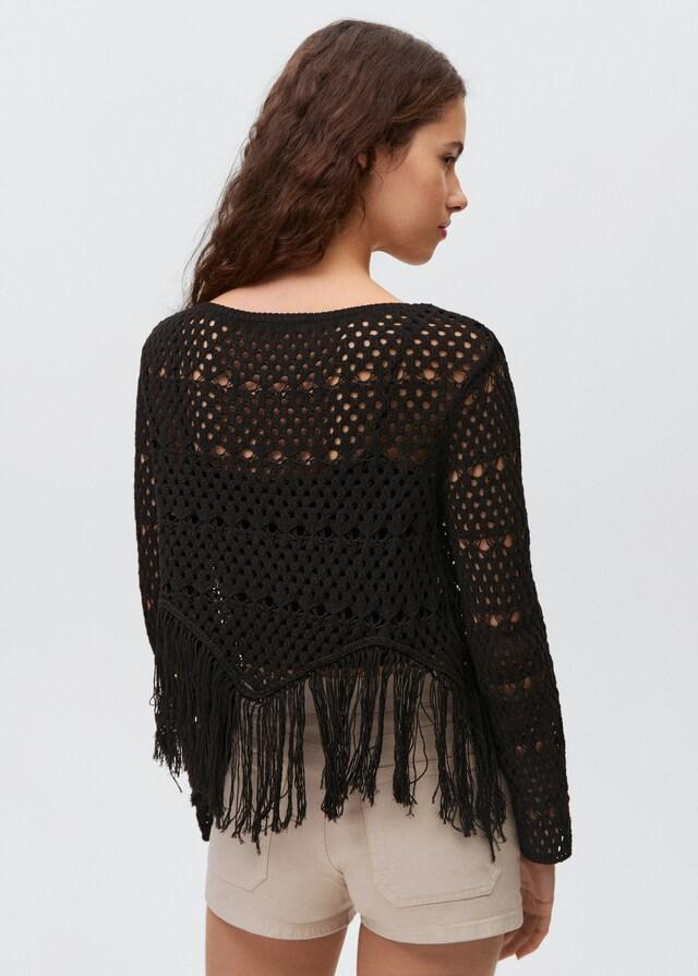 Mango Pullover mit Lochmuster und Fransendetail Nur noch ein Tag übrig