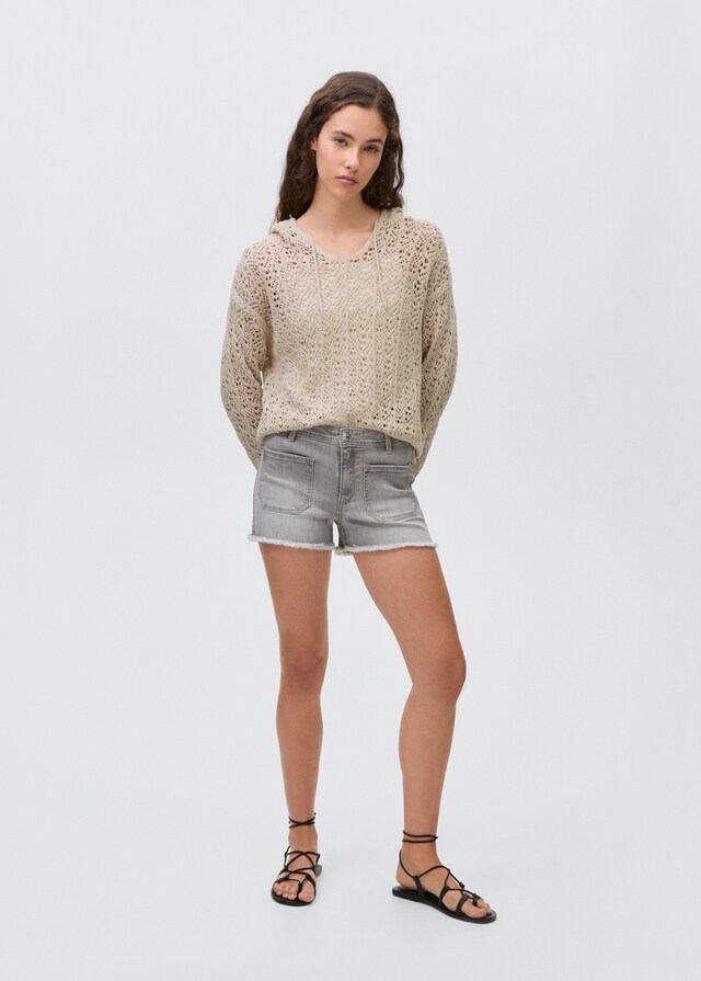Mango Kapuzenpullover mit Lochmuster Riesige Rabatte