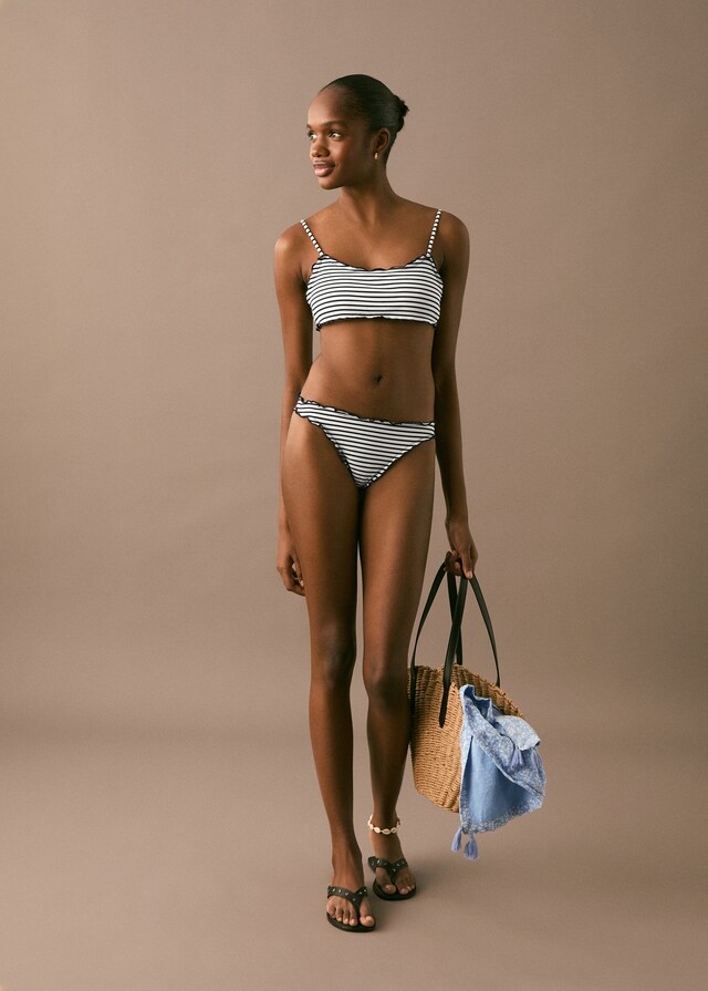 Mango Gestreifter Bikini mit Borte Kostenloser Versand international