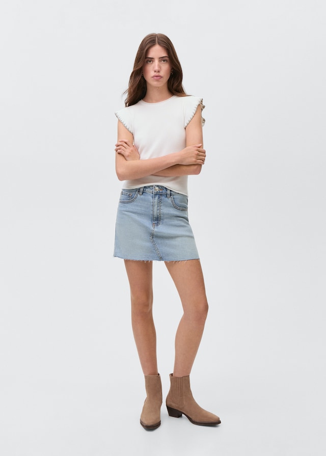 Mango Jeans-Minirock mit ausgefranstem Saum 50% Rabatt für begrenzte Zeit