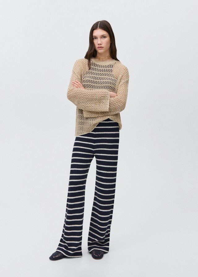 Mango Gestreifte Jersey-Hose Auslauf