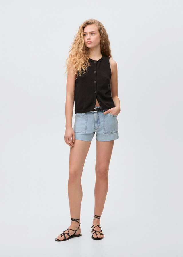 Mango Jeansshorts mit ausgefranstem Saum Flash Sale