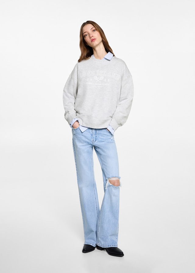 Mango Gemustertes Baumwoll-Sweatshirt Black Friday
