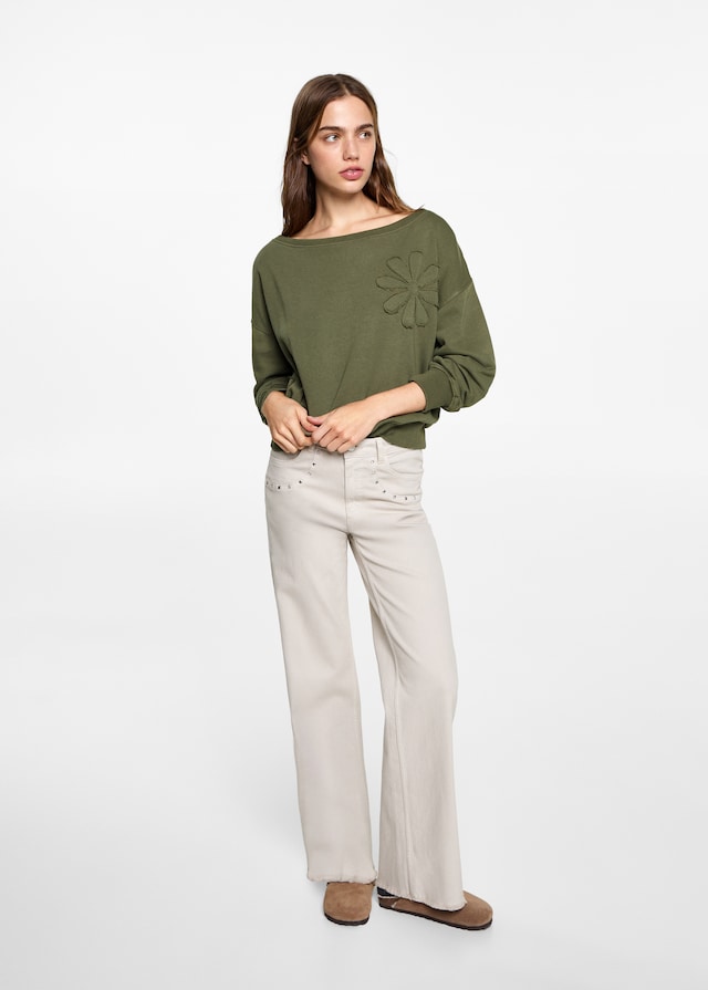 Mango Sweatshirt mit floraler Stickerei Weihnachtsangebot