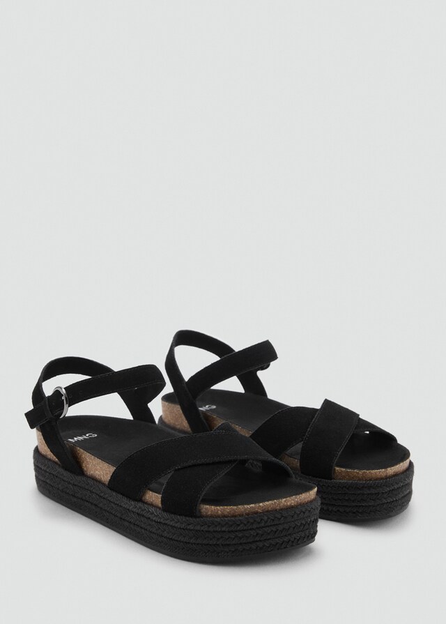 Mango Plateau-Sandale aus Leder Wochenangebot