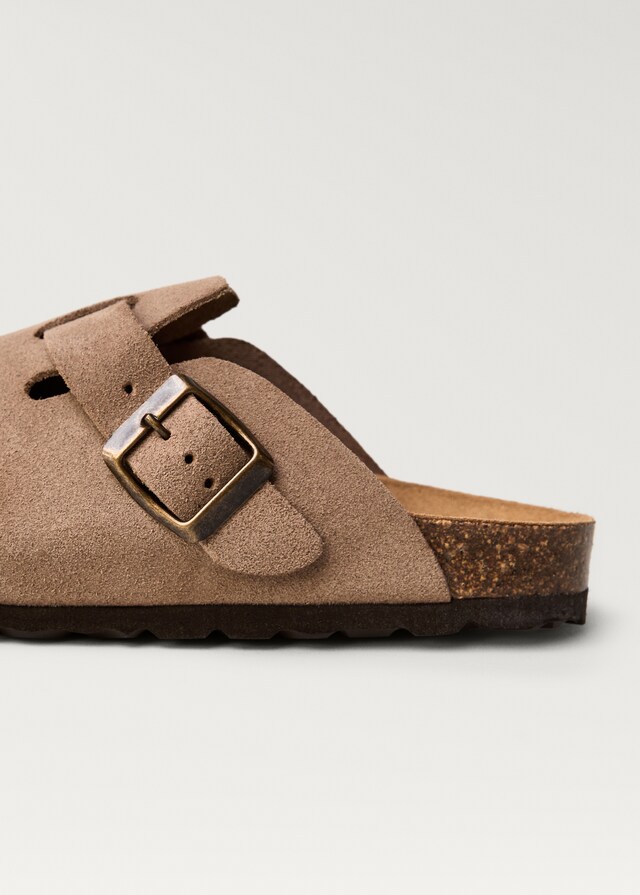 Mango Leder-Clogs mit Schnalle Kostenlose Rückgabe