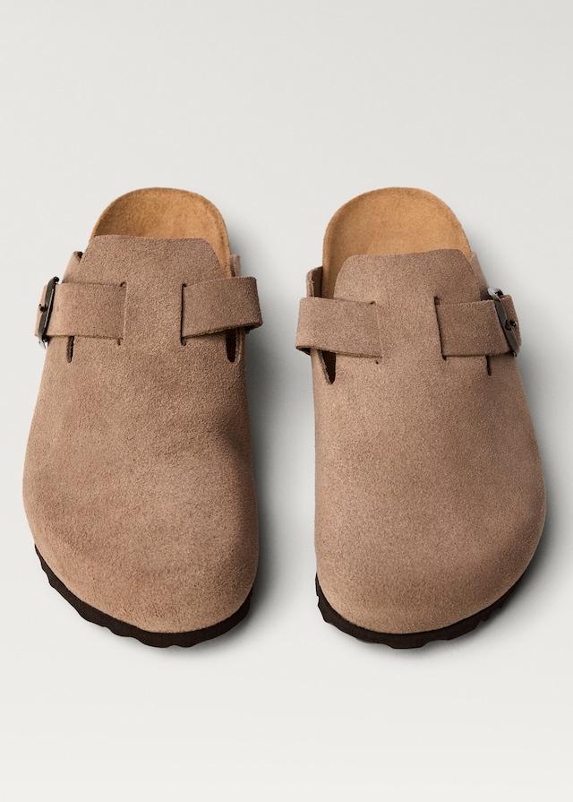 Mango Leder-Clogs mit Schnalle Kostenlose Rückgabe