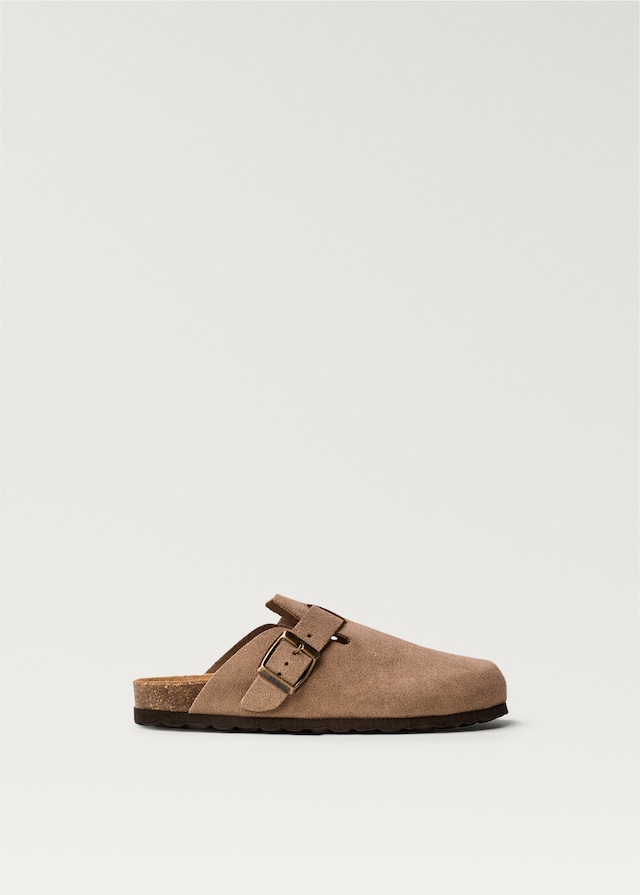 Mango Leder-Clogs mit Schnalle Kostenlose Rückgabe
