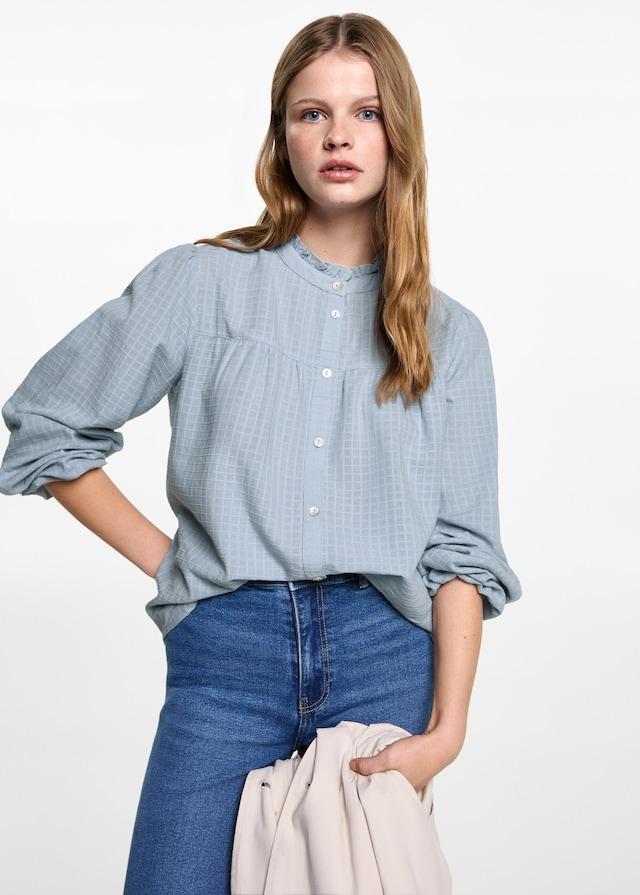 Mango Texturierte Karo-Bluse Exklusivangebot