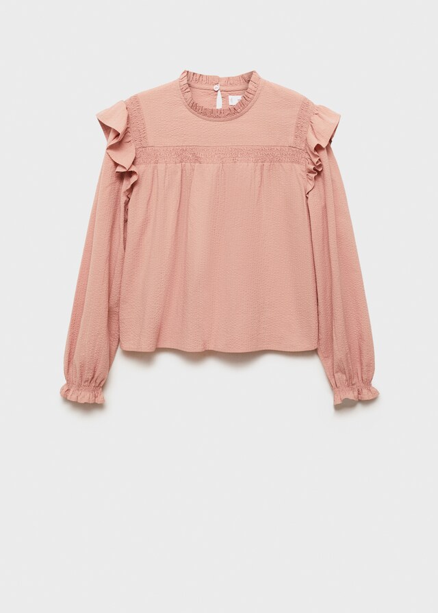 Mango Texturierte Baumwollbluse Preisnachlass