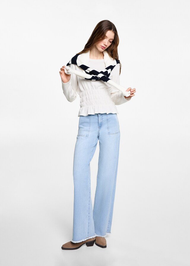 Mango T-Shirt mit geraffter Taille Top Angebot