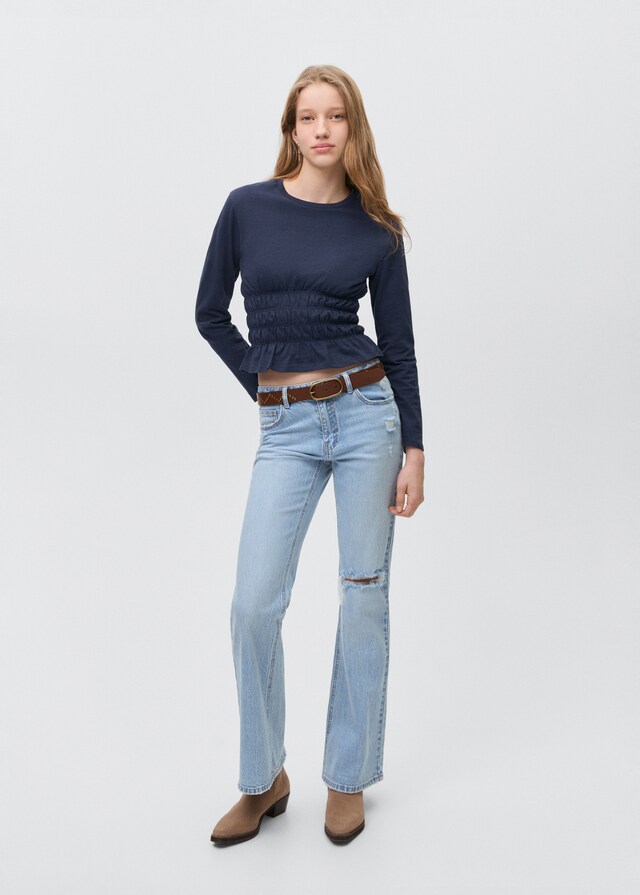 Mango T-Shirt mit geraffter Taille Neueste Mode