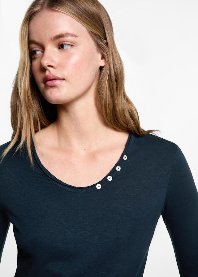 Mango Langärmliges T-Shirt mit Knöpfen Exklusive Angebote