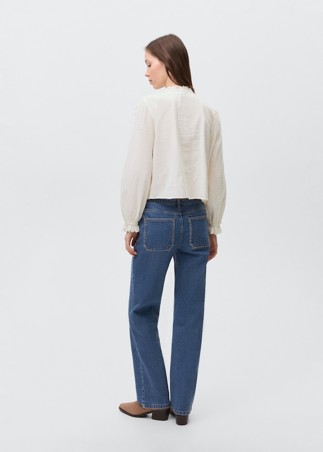 Mango Geraffte Bluse mit Rüschen Saisonale Angebote
