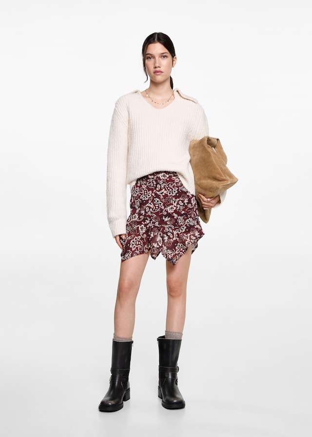 Mango Asymmetrisches Printkleid Tiefpreis