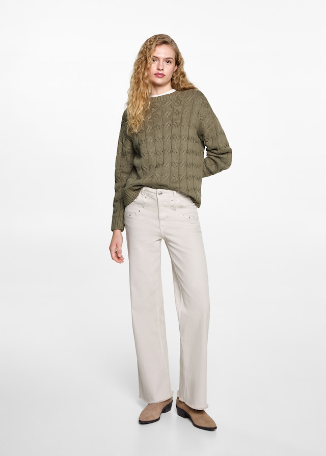 Mango Pullover mit Zopfmuster Bis zu 60% Rabatt