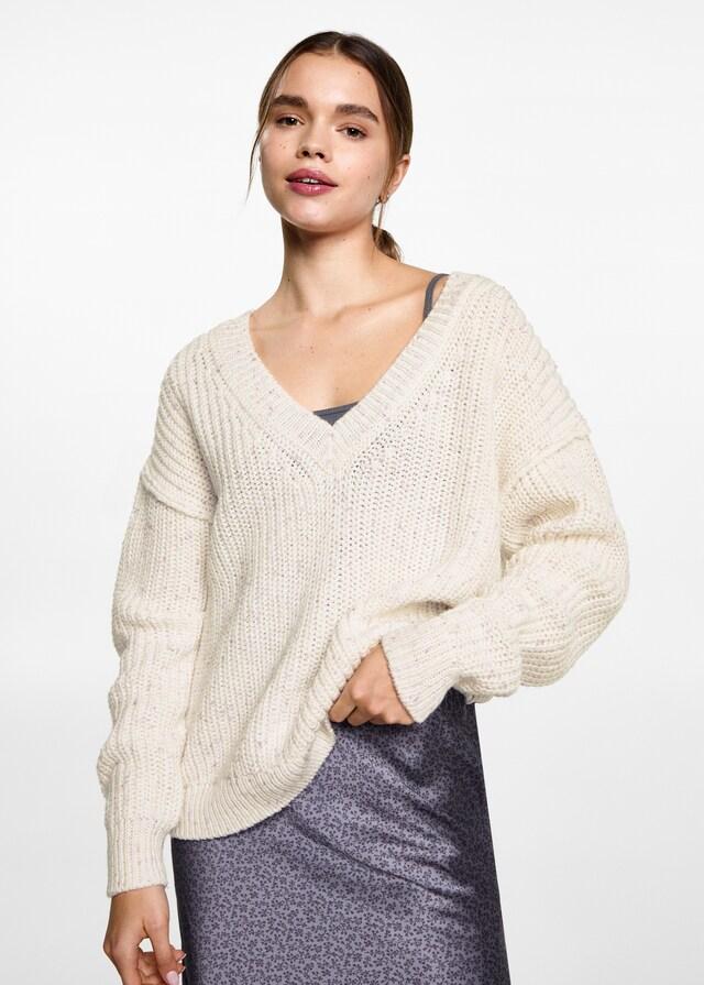 Mango Oversized-Pullover mit V-Ausschnitt Sonderangebot der Fabrik